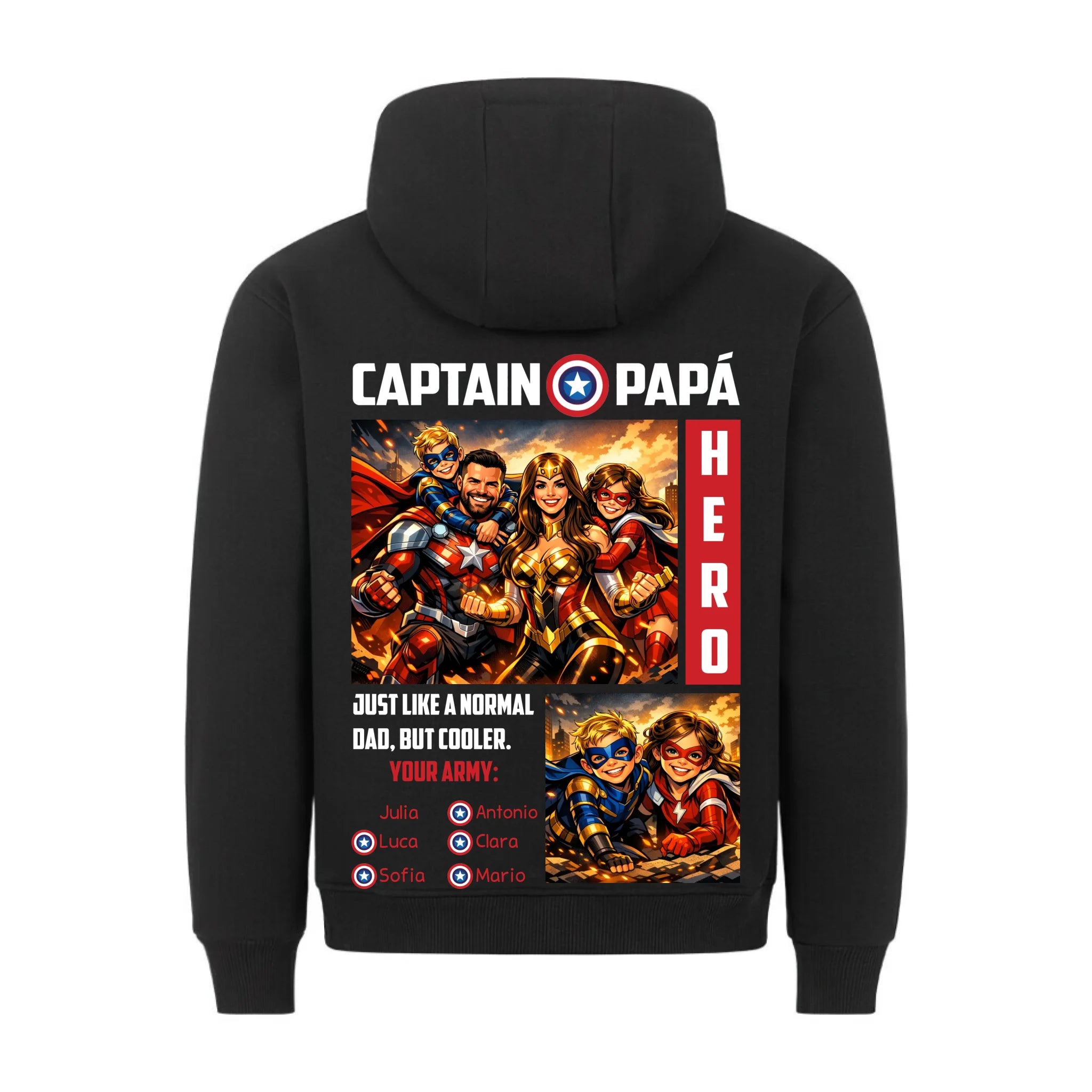 CAPTAIN PAPA - Sudadera personalizable con estampado en la espalda