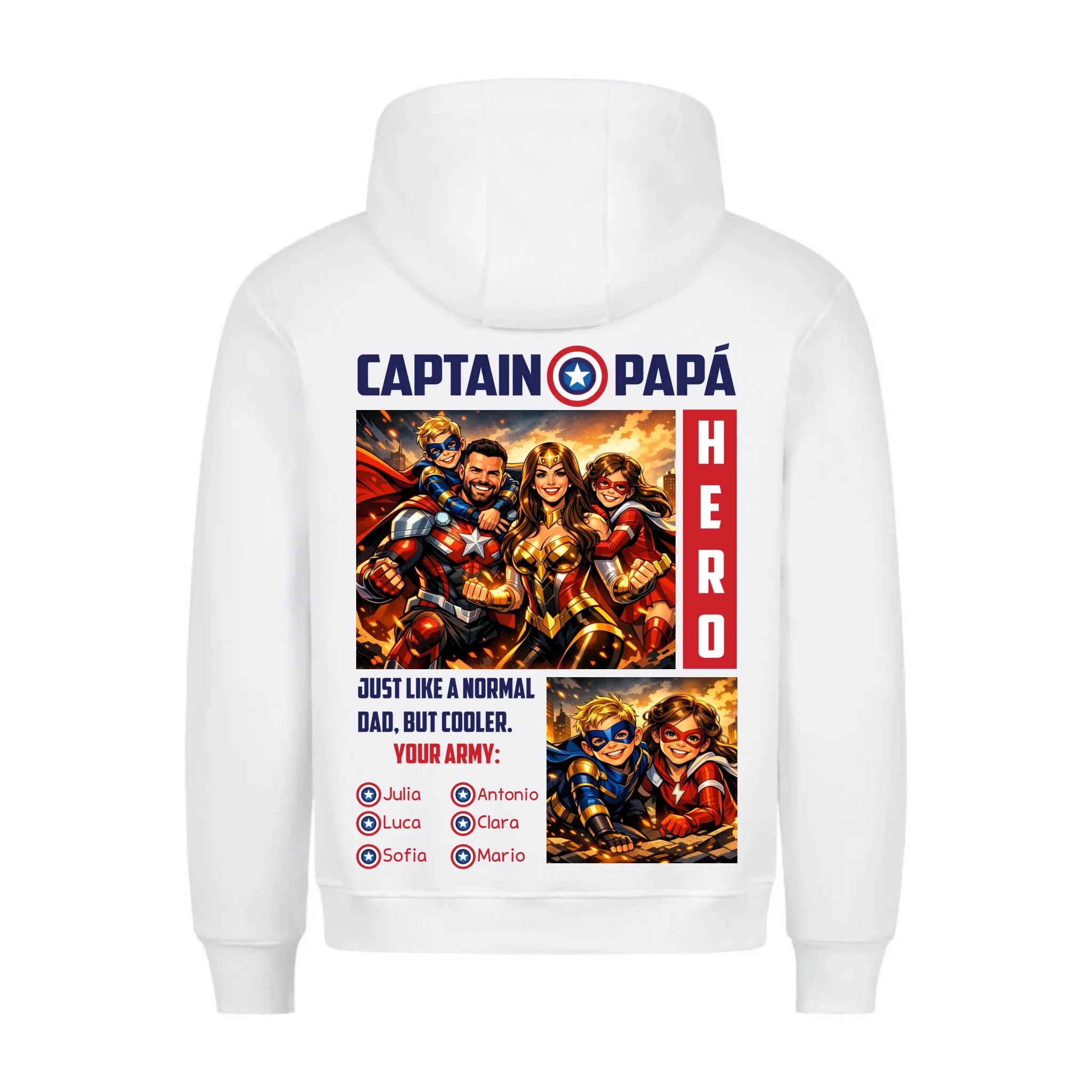 CAPTAIN PAPA - Sudadera personalizable con estampado en la espalda