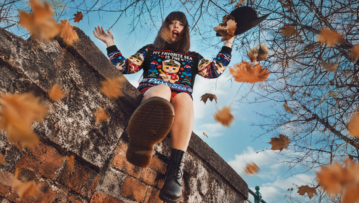 Foglie autunnali e maglione Rum Sea – collezione autunno/inverno Weinspirits