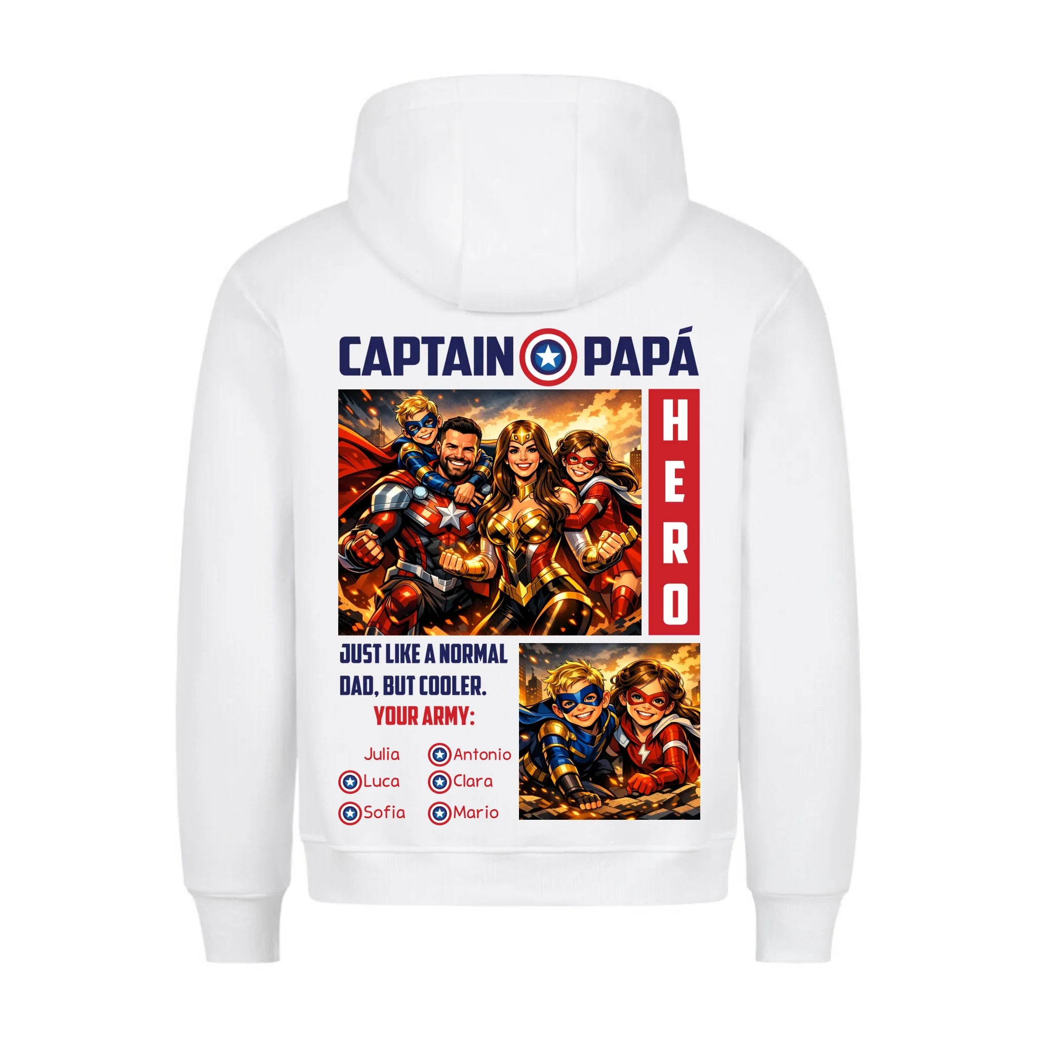 CAPTAIN PAPA - Sudadera personalizable con estampado en la espalda