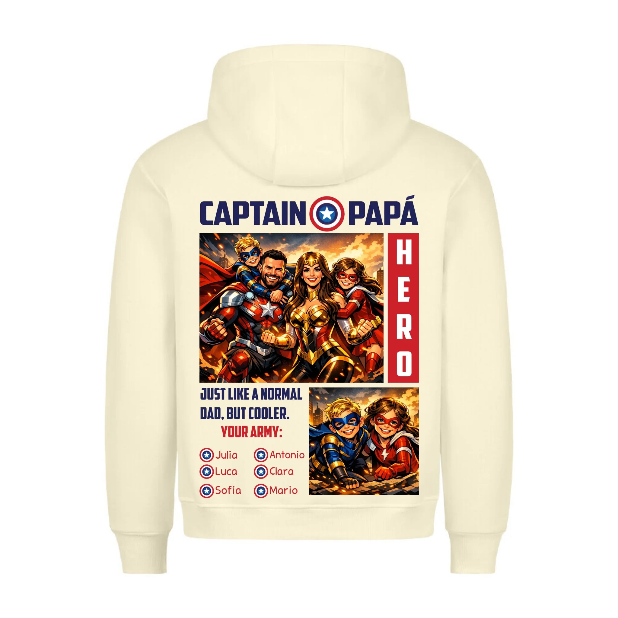 CAPTAIN PAPA - Sudadera personalizable con estampado en la espalda