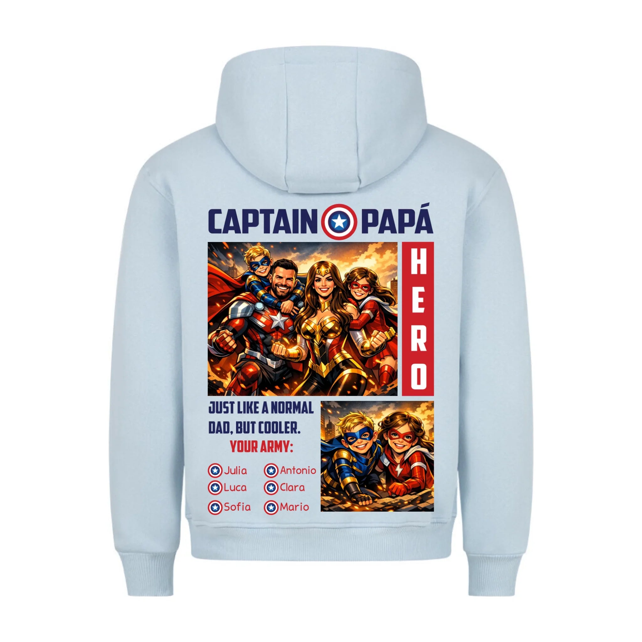 CAPTAIN PAPA - Sudadera personalizable con estampado en la espalda