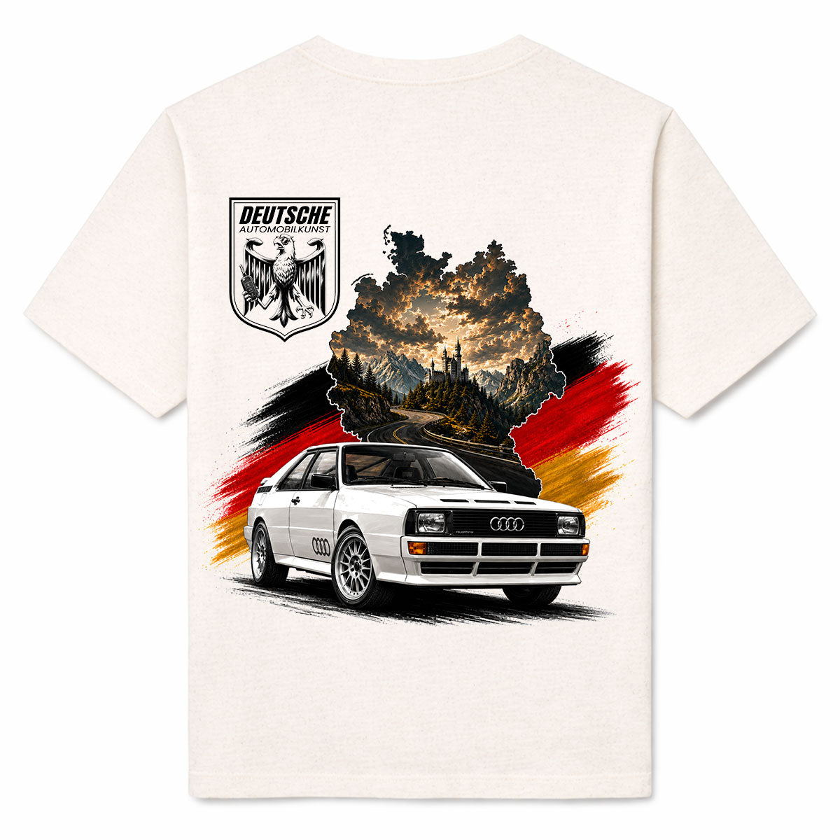 DEUTSCHE AUTOMOBILKUNST AUDI - Premium T-Shirt Backprint